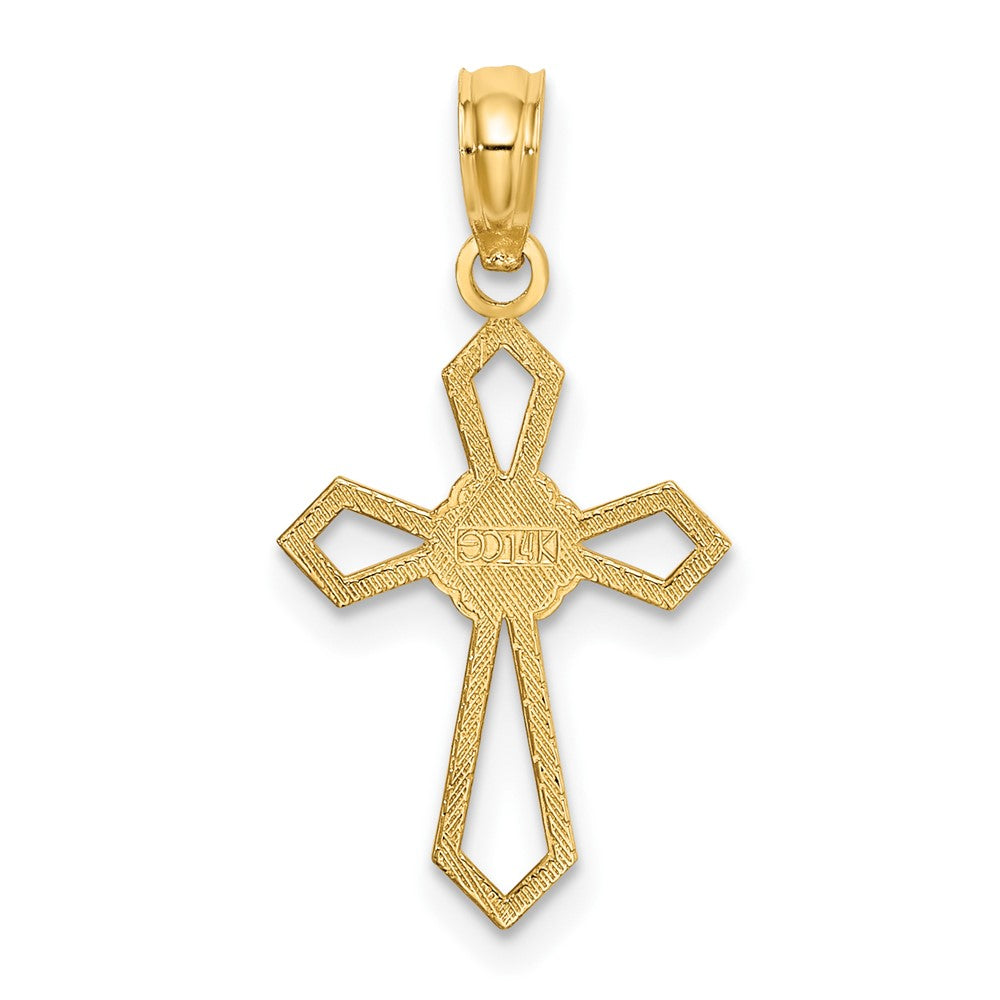 FJC Finejewelers 10 kt Yellow Gold Cut-Out and Flat Cross W/ Flower Charm 16 x 12 mm