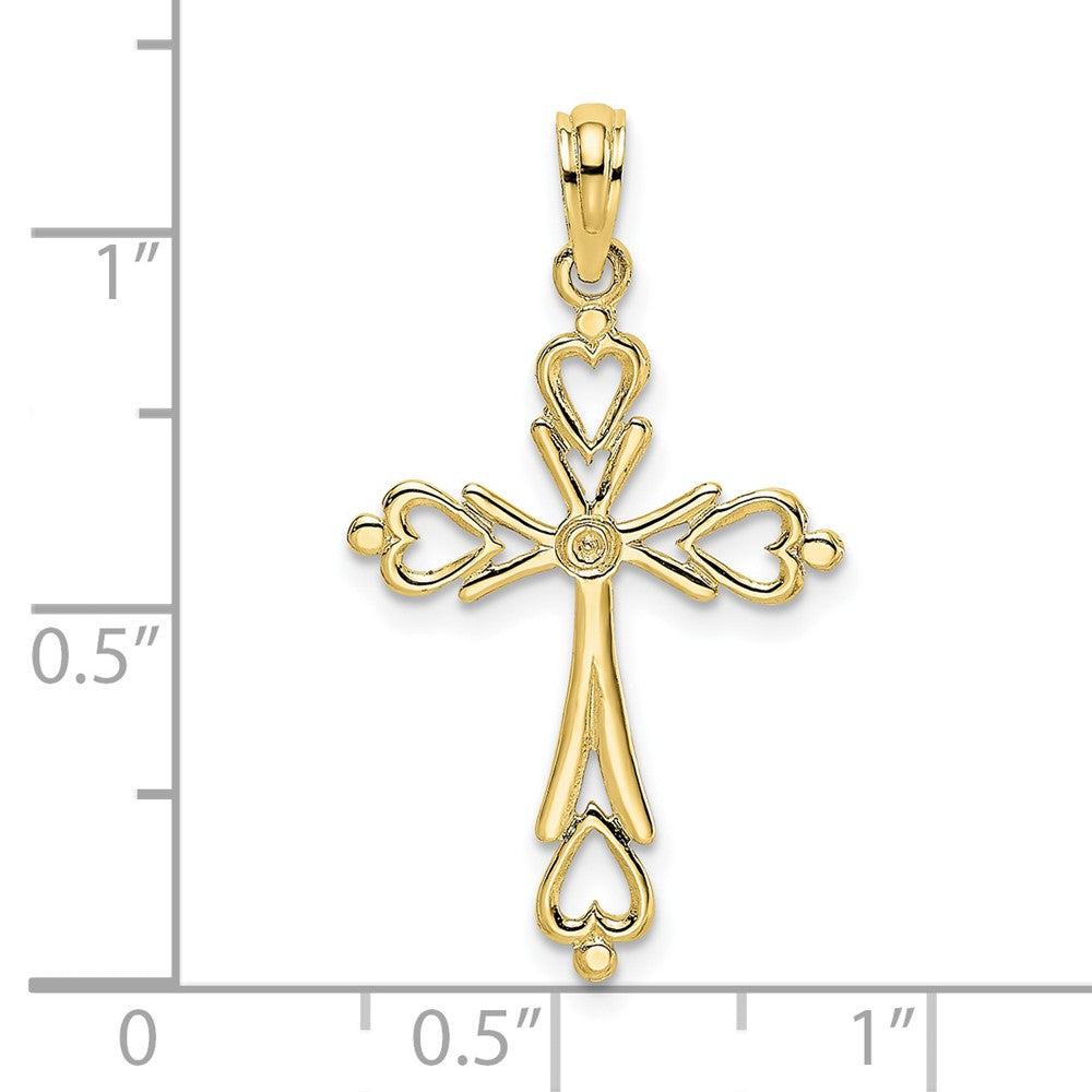 FJC Finejewelers 10 kt Yellow Gold Cross Cut-Out with Heart Ends Charm 23 x 16 mm