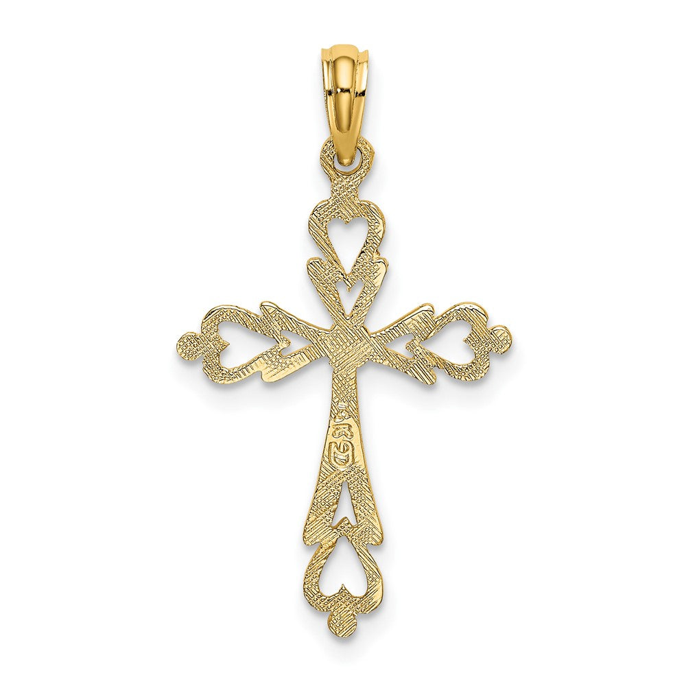 FJC Finejewelers 10 kt Yellow Gold Cross Cut-Out with Heart Ends Charm 23 x 16 mm