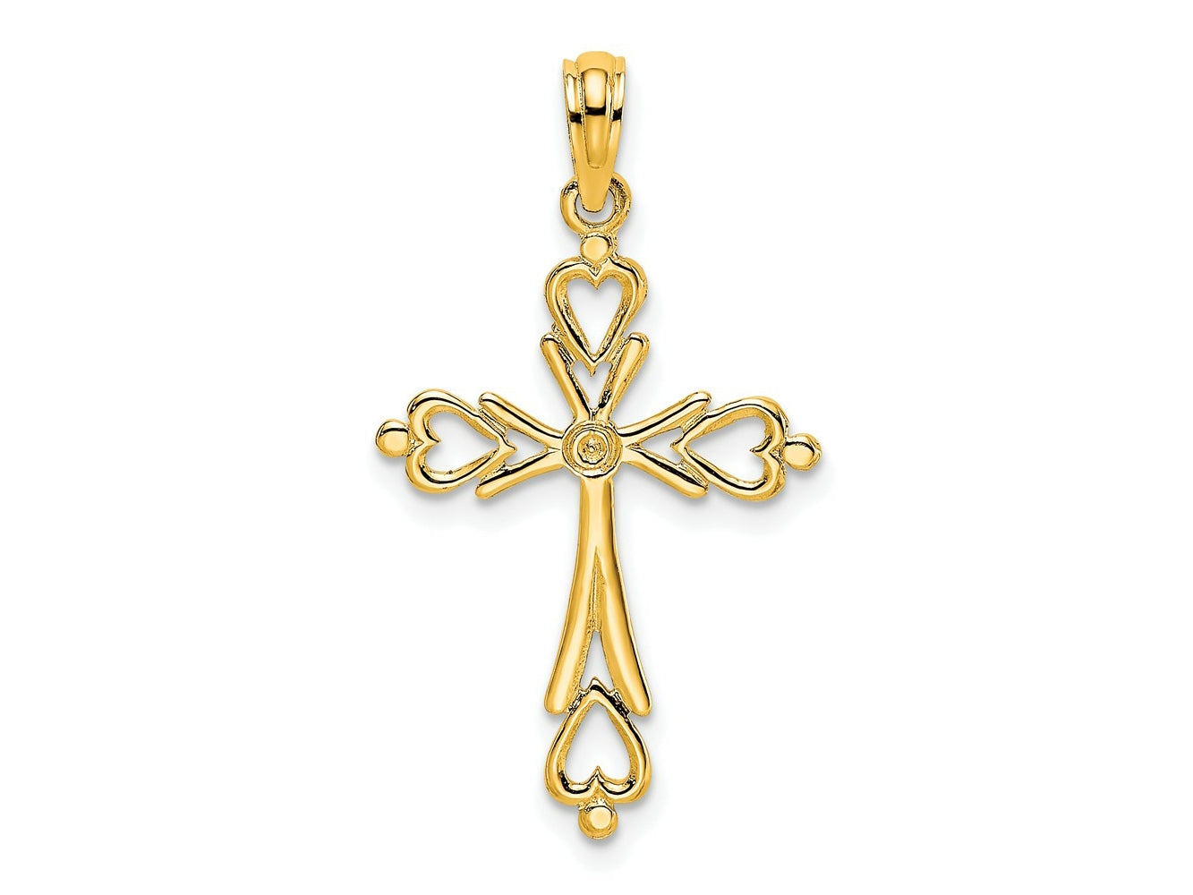 FJC Finejewelers 10 kt Yellow Gold Cross Cut-Out with Heart Ends Charm 23 x 16 mm