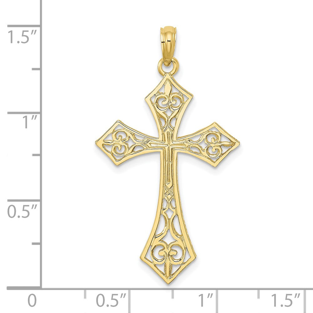 FJC Finejewelers 10 kt Yellow Gold Filigree Cross Charm 31 x 21 mm