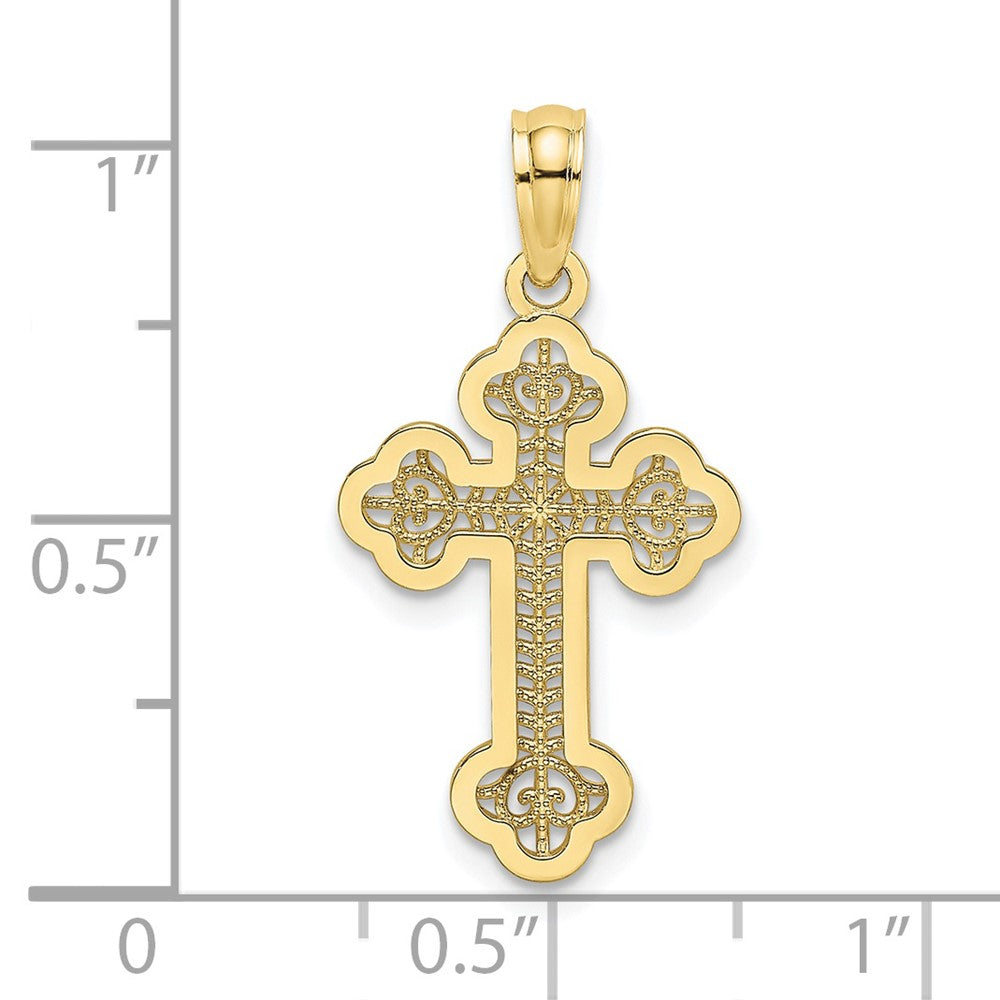 FJC Finejewelers 10 kt Yellow Gold Lace Center Budded Cross Charm 23 x 13 mm