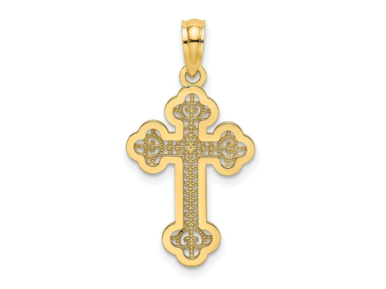FJC Finejewelers 10 kt Yellow Gold Lace Center Budded Cross Charm 23 x 13 mm