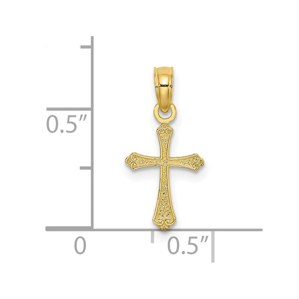 FJC Finejewelers 10 kt Yellow Gold Textured Mini Cross Charm 12 x 9 mm