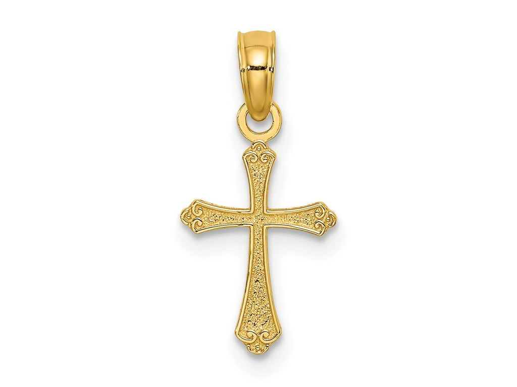 FJC Finejewelers 10 kt Yellow Gold Textured Mini Cross Charm 12 x 9 mm