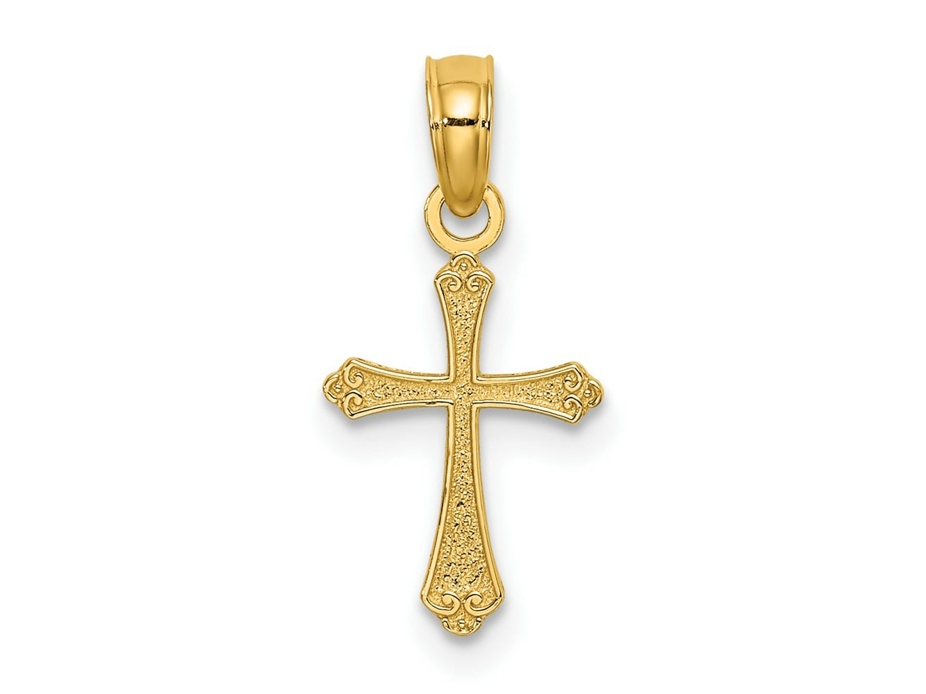 FJC Finejewelers 10 kt Yellow Gold Textured Mini Cross Charm 12 x 9 mm