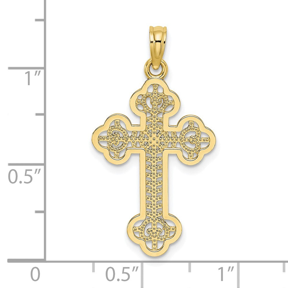 FJC Finejewelers 10 kt Yellow Gold Cut-Out Design Cross Charm 29 x 16 mm
