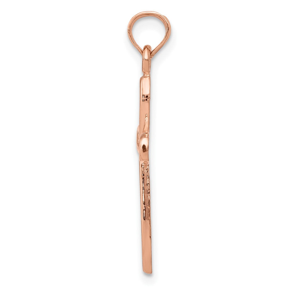 FJC Finejewelers 10 kt Rose Gold Rose with White Rhodium Filigree Center Border Cross 20 x 13 mm