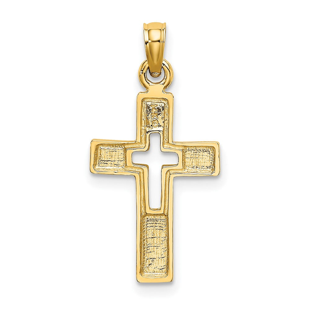 FJC Finejewelers 10 kt Yellow Gold Polished and Cut-Out Cross Charm 19 mm