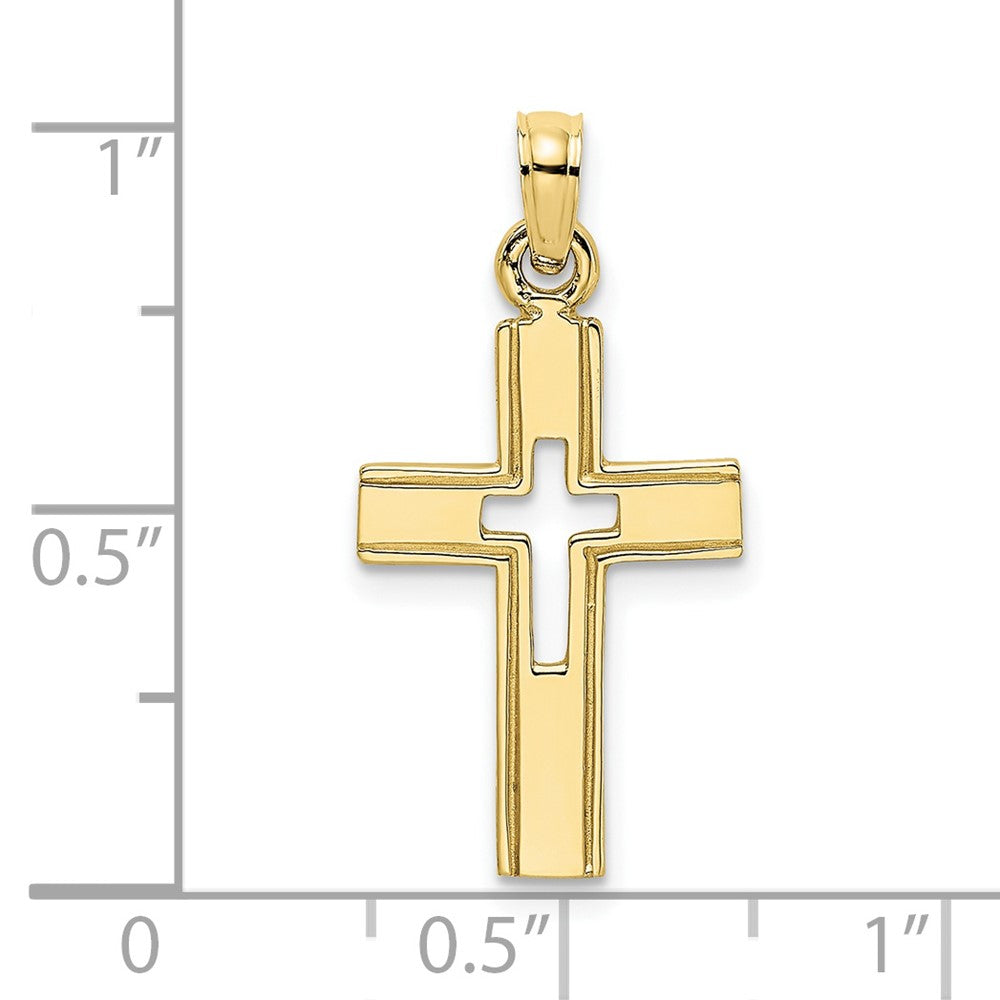 FJC Finejewelers 10 kt Yellow Gold Polished and Cut-Out Cross Charm 19 mm