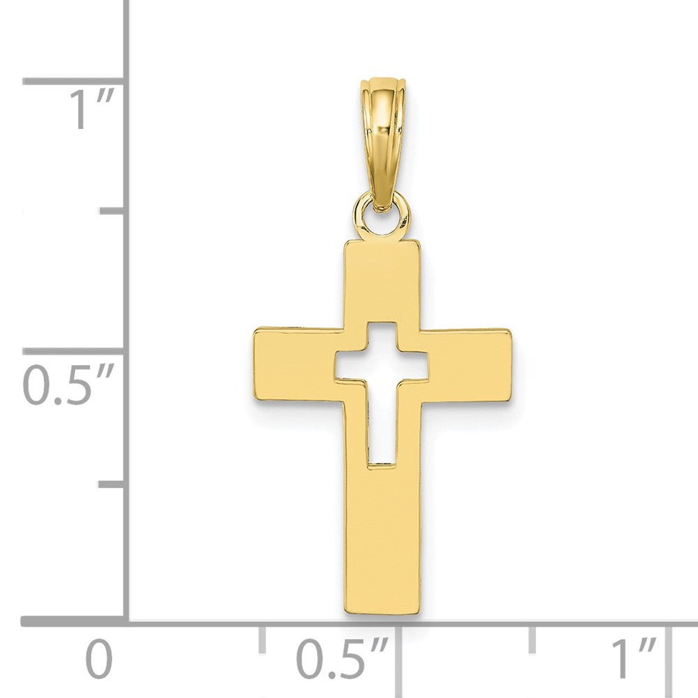 FJC Finejewelers 10 kt Yellow Gold Polished Cut-Out Cross Charm 22 mm