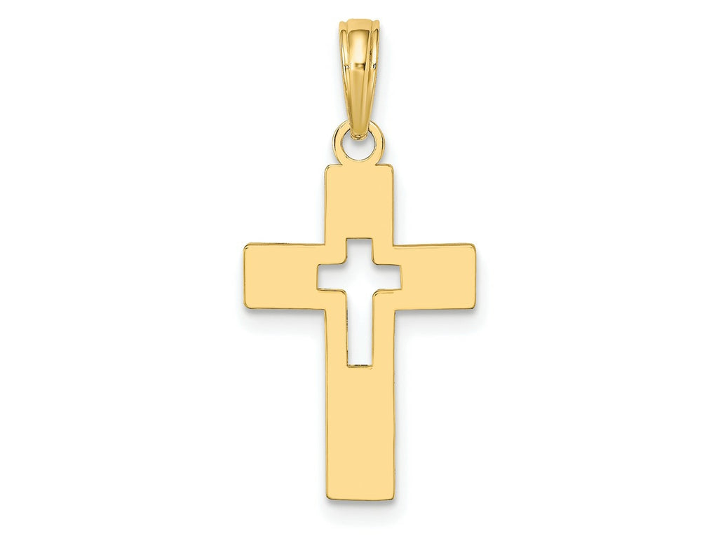 FJC Finejewelers 10 kt Yellow Gold Polished Cut-Out Cross Charm 22 mm