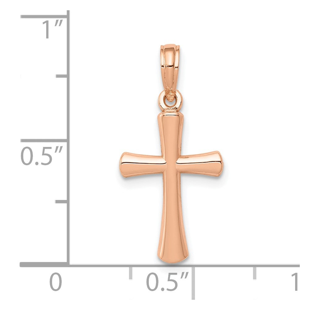 FJC Finejewelers 10 kt Rose Gold Themed Rose Gold Polished Beveled Cross w/ Round Tips Charm 22 mm x 10 mm