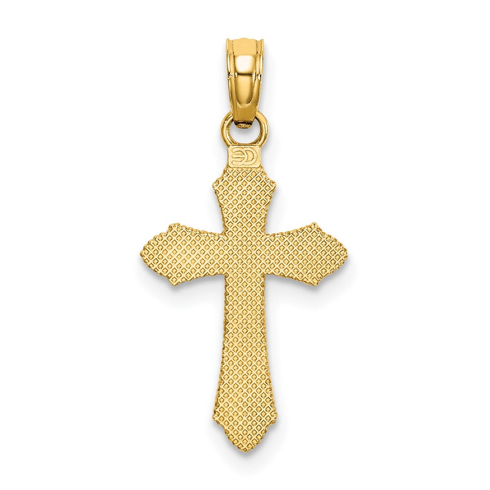 FJC Finejewelers 10 kt Yellow Gold Bright Cut with Beaded Edge Cross Charm 17 x 12 mm
