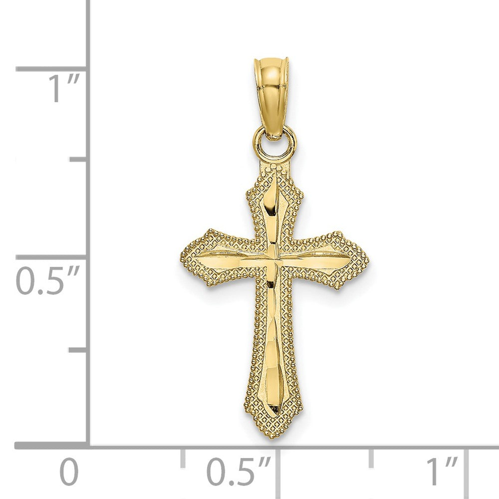 FJC Finejewelers 10 kt Yellow Gold Bright Cut with Beaded Edge Cross Charm 17 x 12 mm