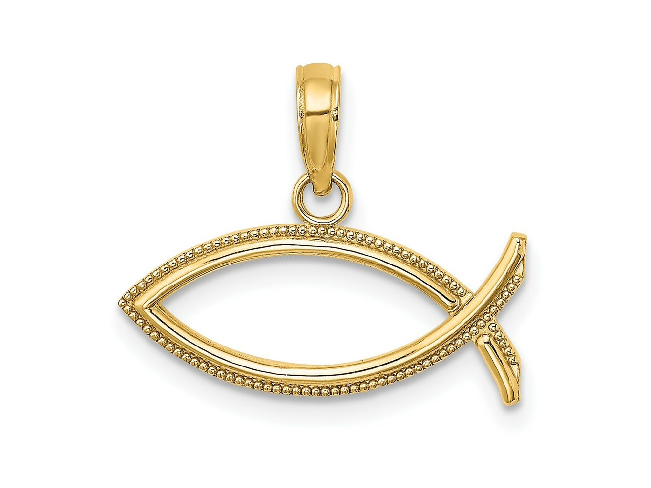 FJC Finejewelers 10 kt Yellow Gold Ichthus Charm 13 x 7 mm
