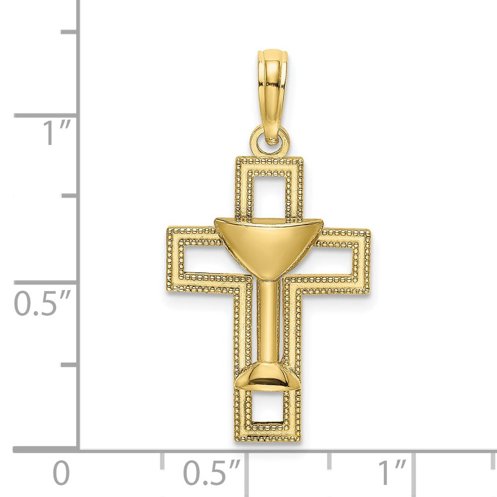 FJC Finejewelers 10 kt Yellow Gold Polished Cross W/ Communion Cup Charm 25 x 14 mm