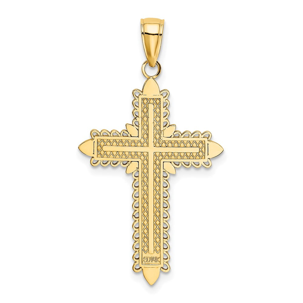 FJC Finejewelers 10 kt Yellow Gold with Lace Border Cross Charm 36 x 20 mm