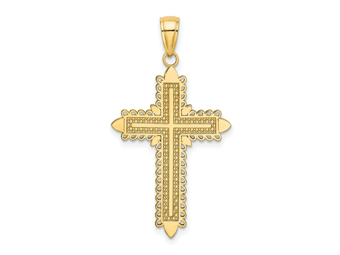 FJC Finejewelers 10 kt Yellow Gold with Lace Border Cross Charm 36 x 20 mm