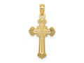 FJC Finejewelers 10 kt Yellow Gold Textured Leaves On Edges Cross Charm 24 x 13 mm