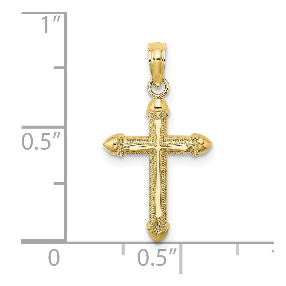 FJC Finejewelers 10 kt Yellow Gold Polished with Scroll Design Cross Charm 22 x 12 mm