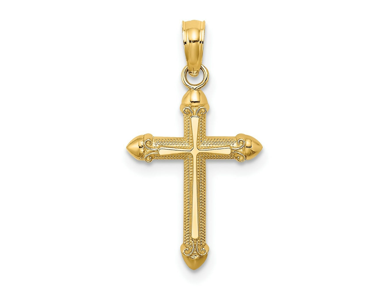 FJC Finejewelers 10 kt Yellow Gold Polished with Scroll Design Cross Charm 22 x 12 mm