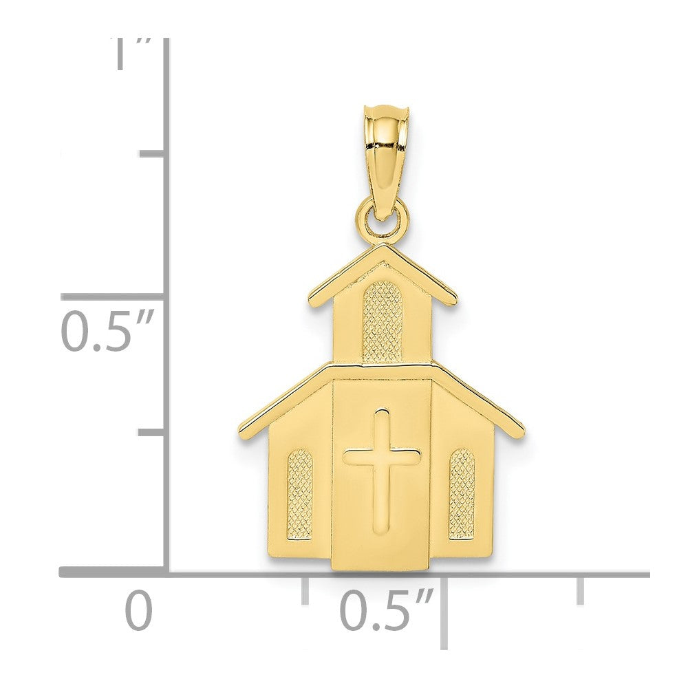 FJC Finejewelers 10 kt Yellow Gold Church with Cross On Door Charm 21 x 15 mm