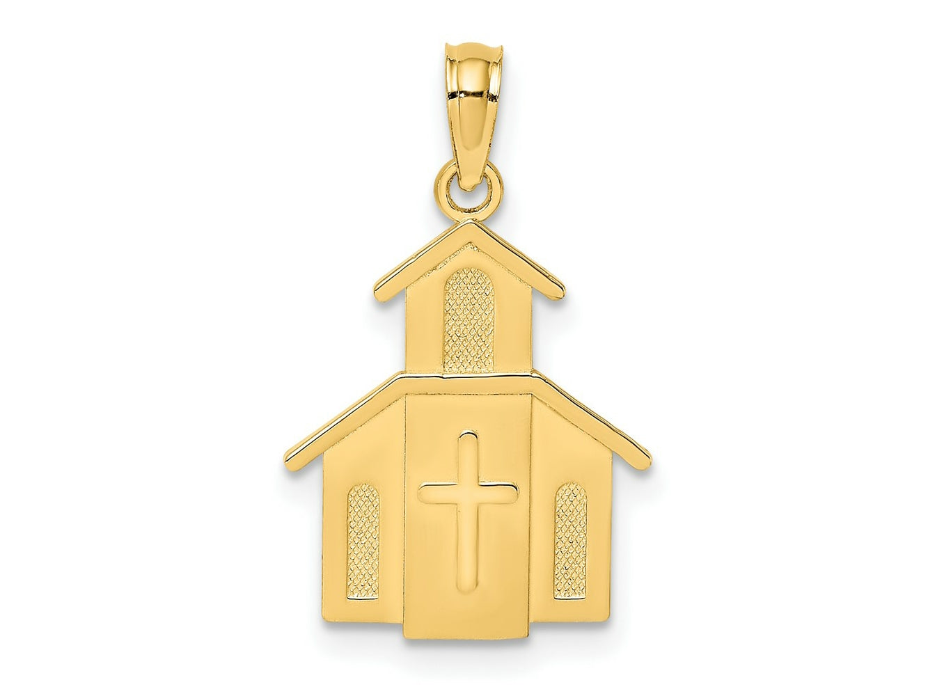 FJC Finejewelers 10 kt Yellow Gold Church with Cross On Door Charm 21 x 15 mm