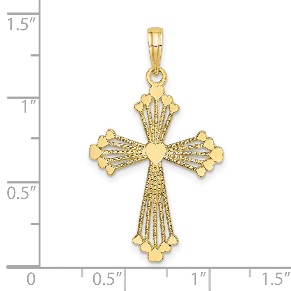 FJC Finejewelers 10 kt Yellow Gold Cross with Heart Center Charm 25 x 20 mm