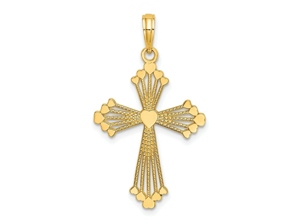 FJC Finejewelers 10 kt Yellow Gold Cross with Heart Center Charm 25 x 20 mm