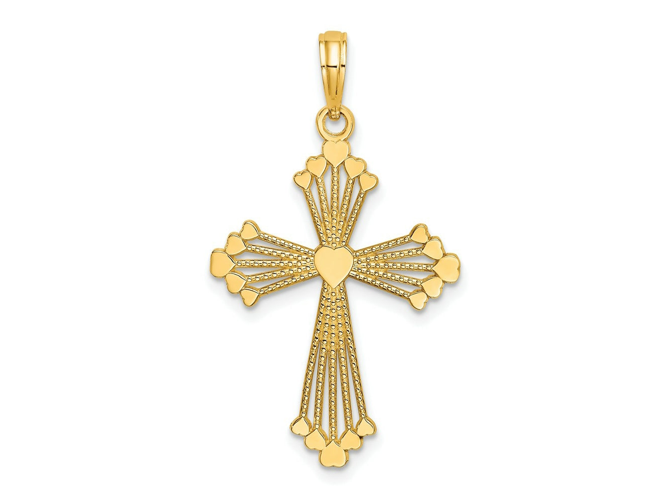FJC Finejewelers 10 kt Yellow Gold Cross with Heart Center Charm 25 x 20 mm