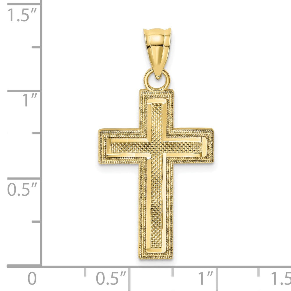 FJC Finejewelers 10 kt Yellow Gold Bright Cut Block Cross Charm 22 mm