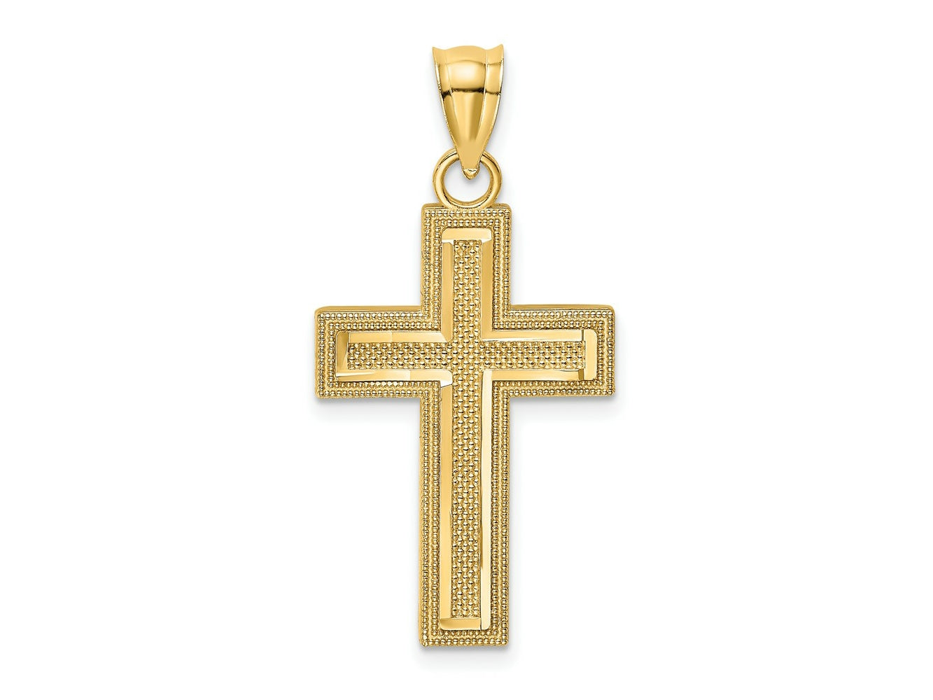 FJC Finejewelers 10 kt Yellow Gold Bright Cut Block Cross Charm 22 mm