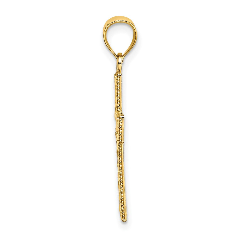 FJC Finejewelers 10 kt Yellow Gold Bright Cut Edge and Filigree Center Cross Charm 21 x 16 mm