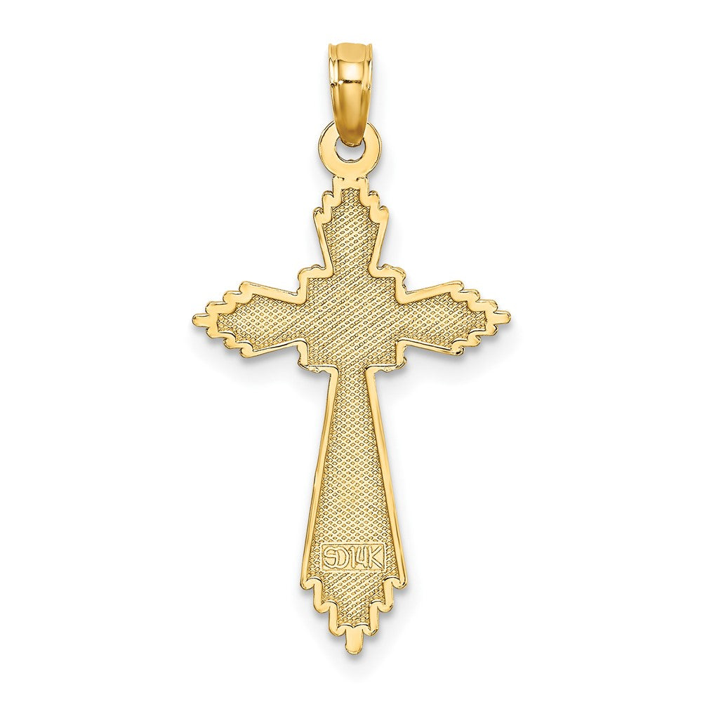 FJC Finejewelers 10 kt Yellow Gold Fancy Bright Cut Cross Charm 24 x 16 mm