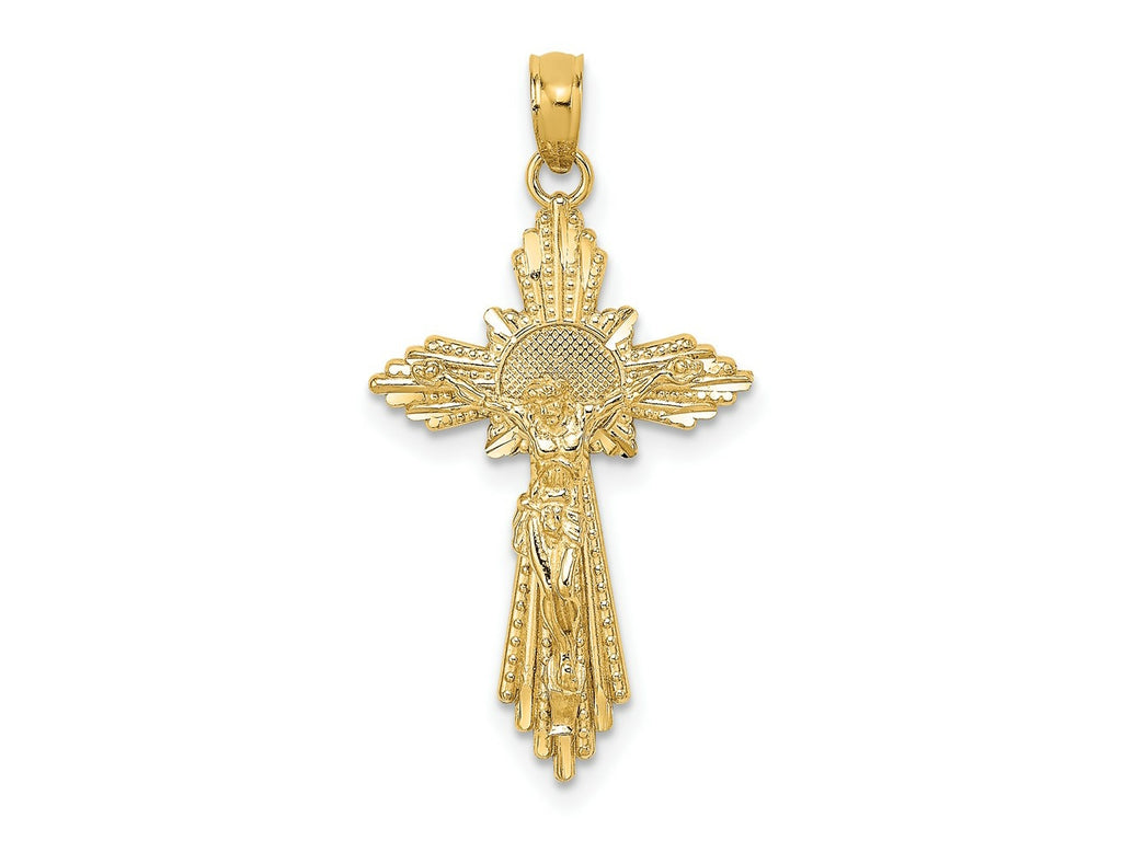 FJC Finejewelers 10 kt Yellow Gold Bright Cut Crucifix Charm 31 mm