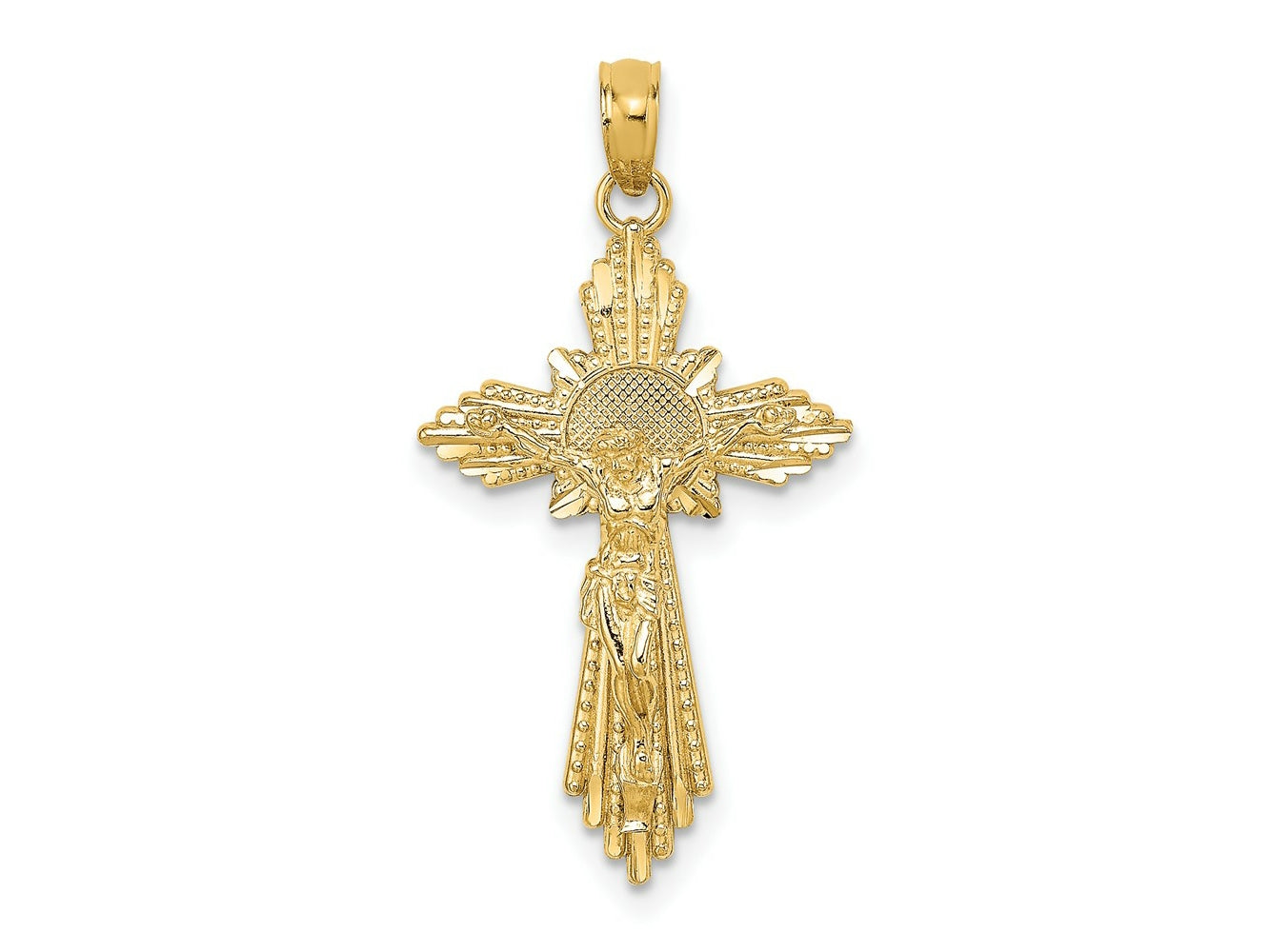 FJC Finejewelers 10 kt Yellow Gold Bright Cut Crucifix Charm 31 mm