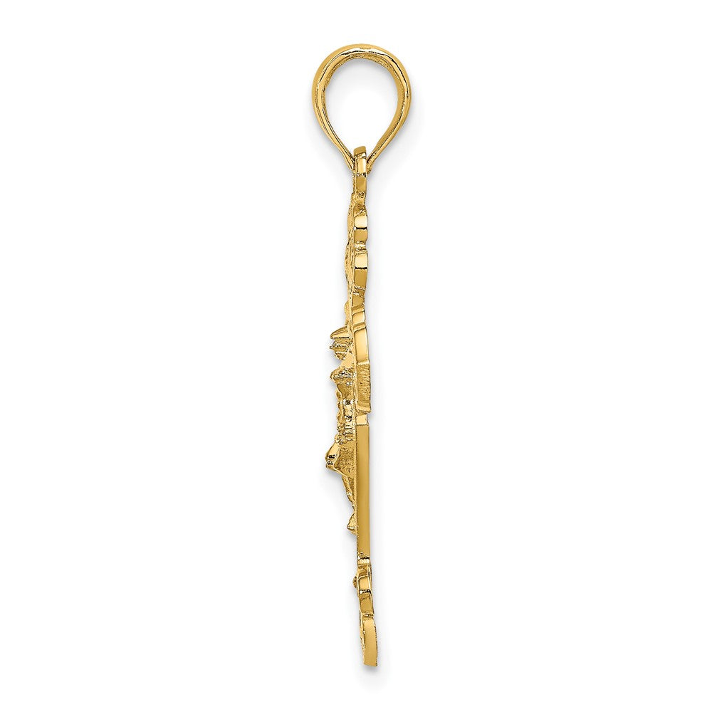 FJC Finejewelers 10 kt Yellow Gold Bright Cut Crucifix W /Fancy Tips Charm 29 x 16 mm