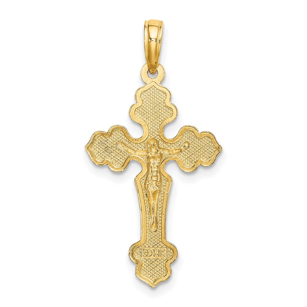 FJC Finejewelers 10 kt Yellow Gold Bright Cut Crucifix W /Fancy Tips Charm 29 x 16 mm