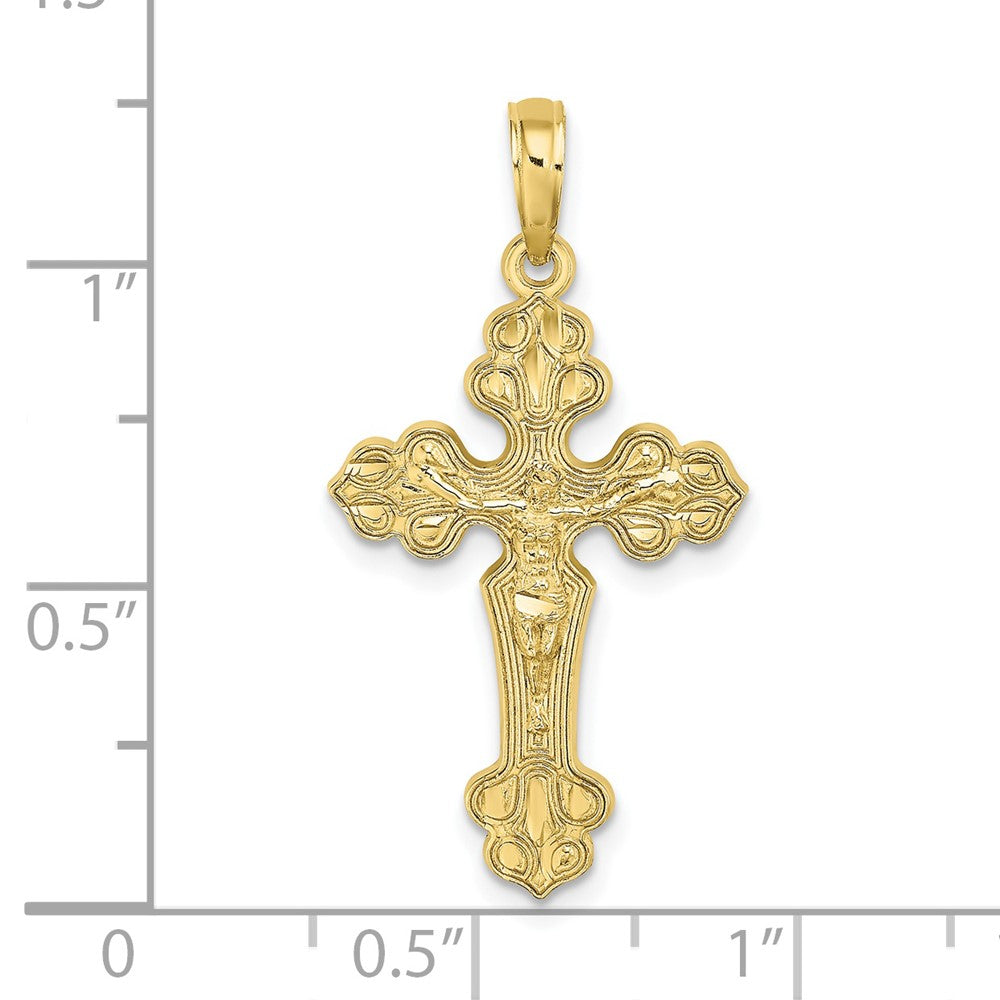 FJC Finejewelers 10 kt Yellow Gold Bright Cut Crucifix W /Fancy Tips Charm 29 x 16 mm