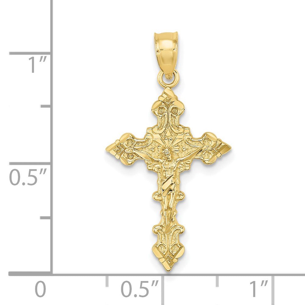 FJC Finejewelers 10 kt Yellow Gold Crucifix W/ Fancy Edges Charm 27 x 14 mm