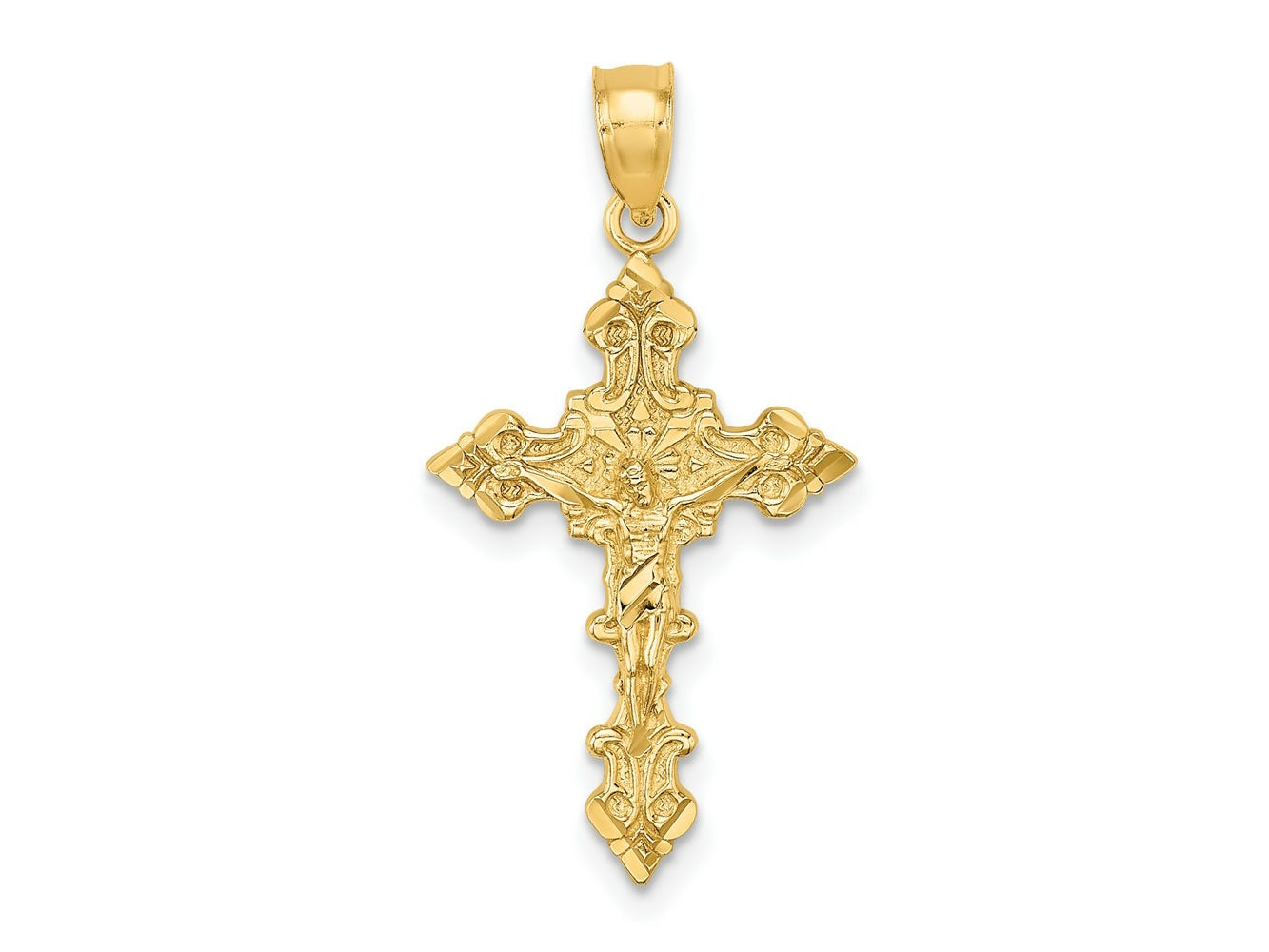 FJC Finejewelers 10 kt Yellow Gold Crucifix W/ Fancy Edges Charm 27 x 14 mm