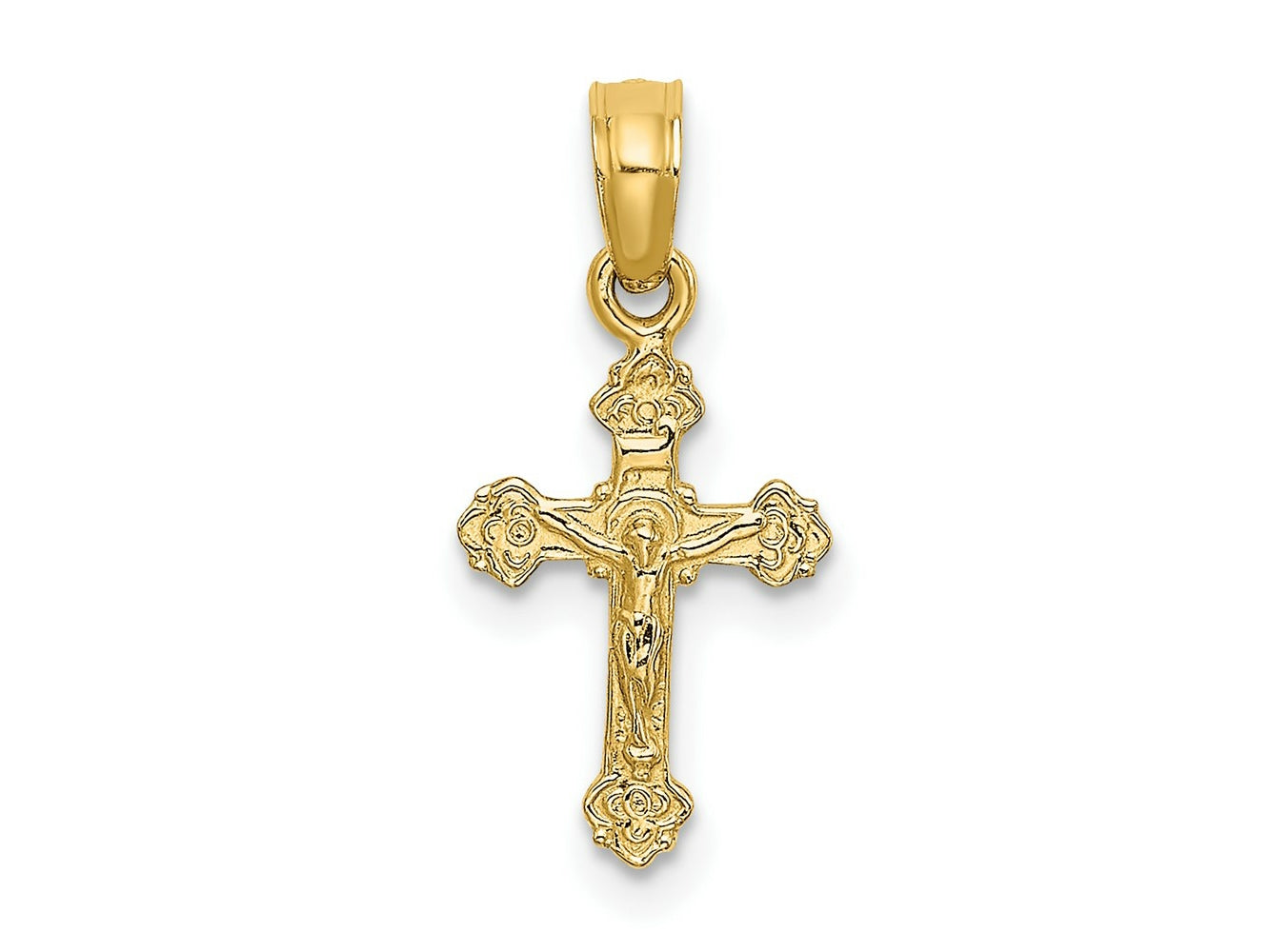 FJC Finejewelers 10 kt Yellow Gold Mini Crucifix W/ Fancy Tips Charm 17 x 8 mm