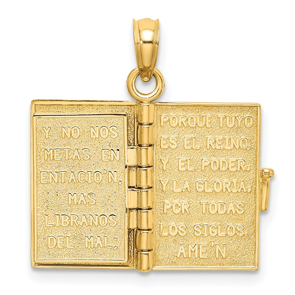 FJC Finejewelers 10 kt Yellow Gold 3-D Moveable Santa Biblia Book/Spanish Bible Charm 24 x 18 mm