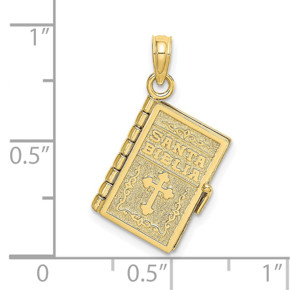 FJC Finejewelers 10 kt Yellow Gold 3-D Moveable Santa Biblia Book/Spanish Bible Charm 24 x 18 mm