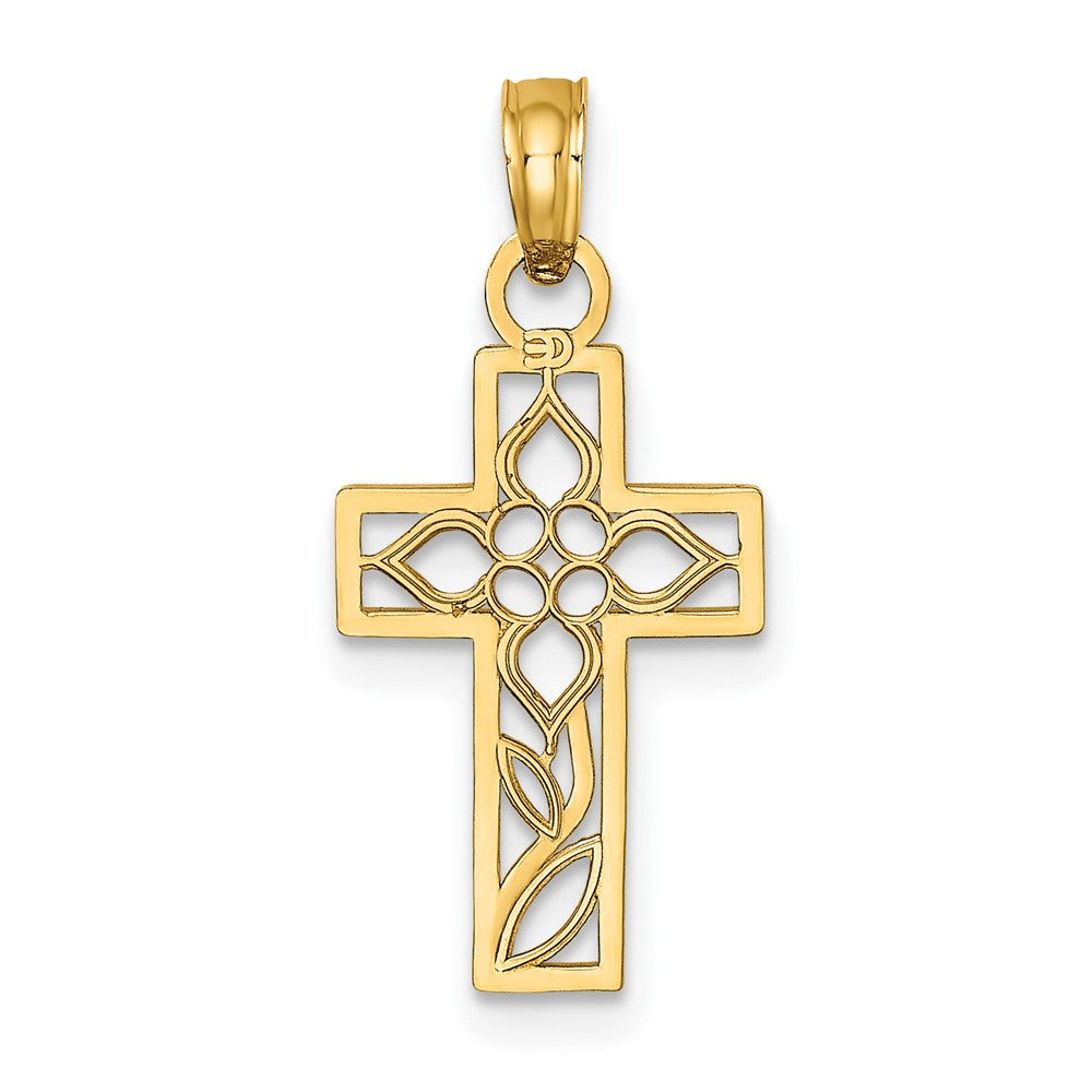 FJC Finejewelers 10 kt Yellow Gold Flower In Cross Charm 16 mm