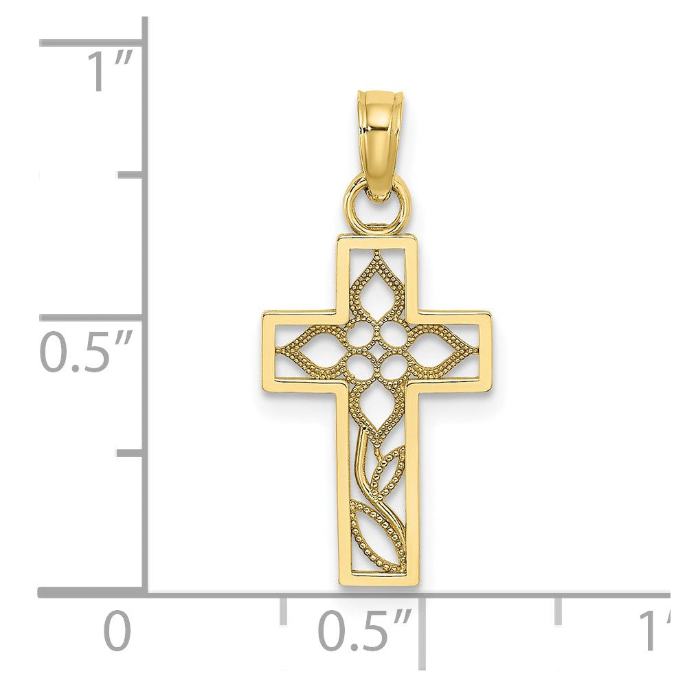 FJC Finejewelers 10 kt Yellow Gold Flower In Cross Charm 16 mm