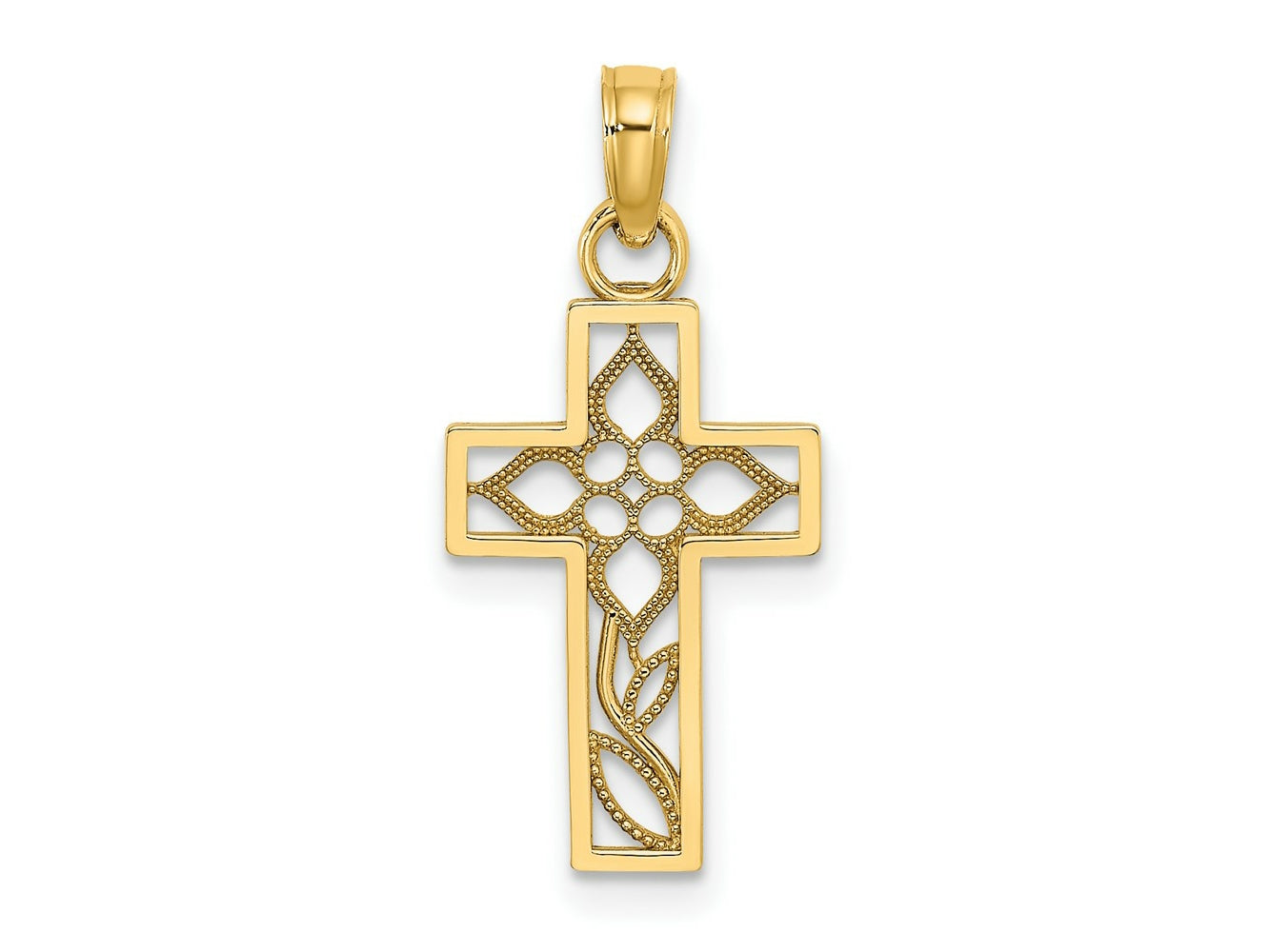 FJC Finejewelers 10 kt Yellow Gold Flower In Cross Charm 16 mm