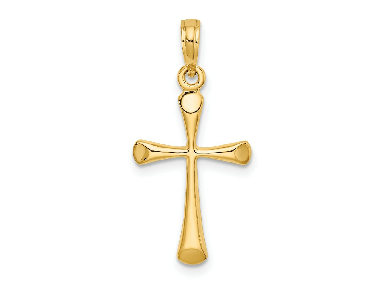 FJC Finejewelers 10 kt Yellow Gold Polished Beveled Tip Cross Charm 25 x 13 mm