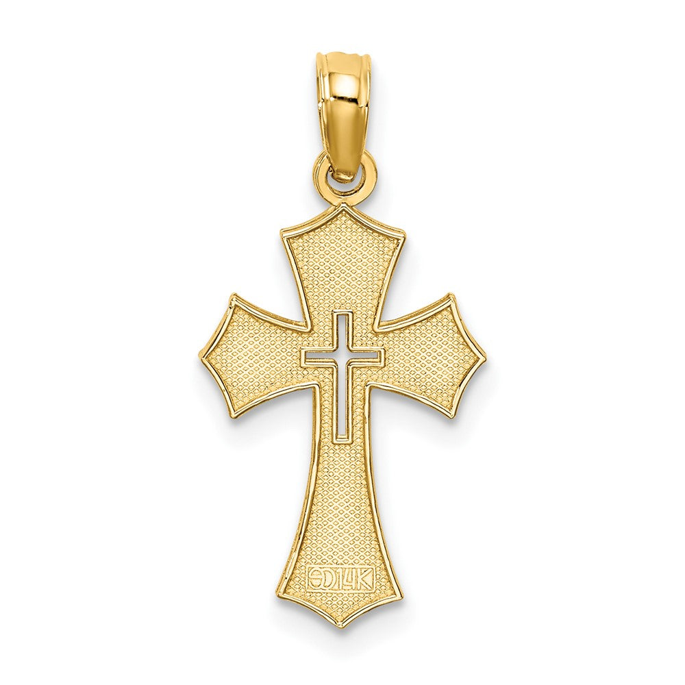 FJC Finejewelers 10 kt Yellow Gold Textured Cut-Out Center Cross Charm 17 mm